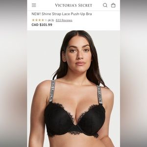 Black Victoria’s Secret push-up bra with sparkle straps - Very Sexy Collection